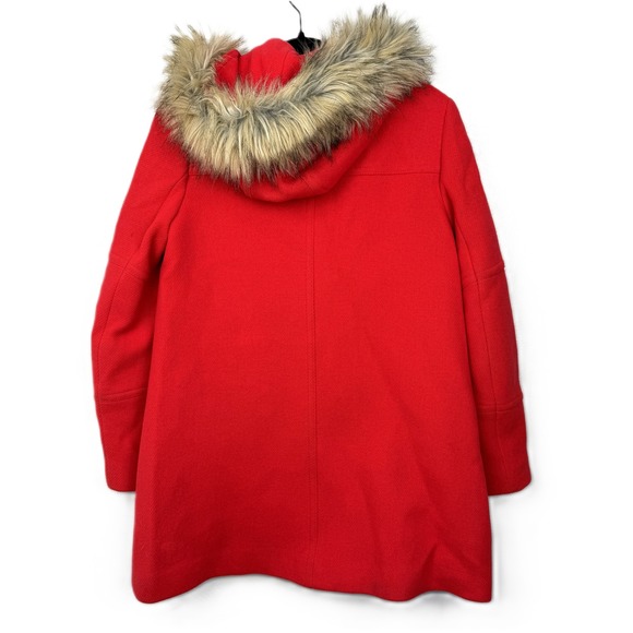 J.Crew Chateau Hooded Parka Coat Italian Wool Stadium Cloth Red Size 4 - Picture 6 of 12